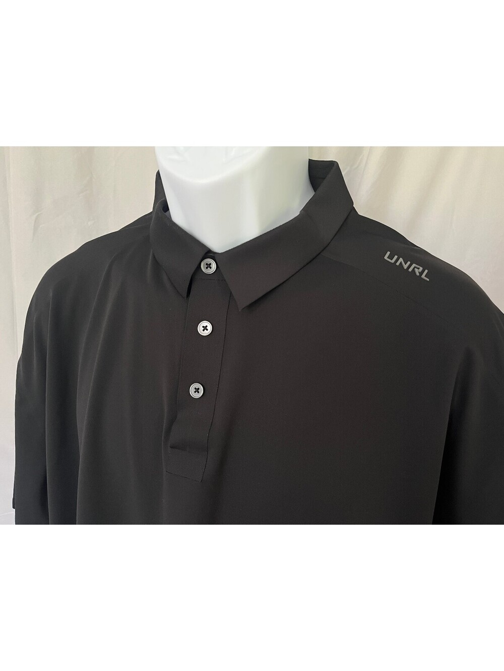 UNRL Men's Black w/ Gray Short Sleeve Performance Golf Polo Shirt 3XL